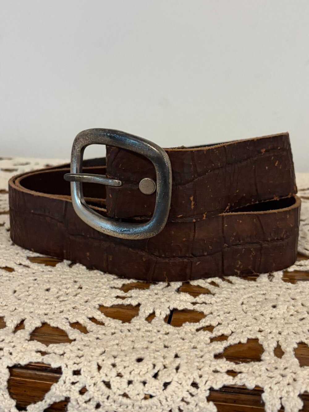 Will Leather Goods Men's Size 42 Genuine Leather Belt with Silver Buckle. Brown